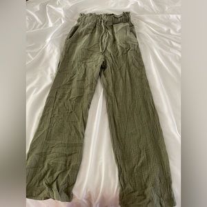 Green flowy pants